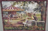 Vintage Framed Victorian Style Carousel in The Park Print
