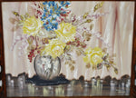 Art Deco Zara Ellwood Framed Gouache Watercolor on Board Yellow Roses