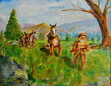 Framed Oil on Board Western Old Timer Frontiersman Painting - Signed