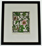 Vintage Framed Watercolor Titled Wild Roses - Artist Signed