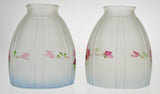 Victorian Hand Painted Frosted Glass Light Shades - A Pair
