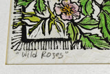 Vintage Framed Watercolor Titled Wild Roses - Artist Signed