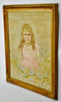 Antique Framed Victorian Style Painting on Canvas of Young Girl - Artist Signed