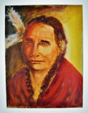 Oil on Canvas Painting Portrait of Native American Actor Russell Means