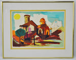Vintage Riva Helfond Limited Edition Village Watercolor Lithograph - Artist Signed