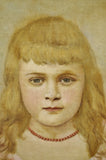 Antique Framed Victorian Style Painting on Canvas of Young Girl - Artist Signed