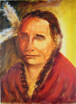 Oil on Canvas Painting Portrait of Native American Actor Russell Means