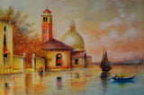 Santa Maria della Salute - Venice, Italy  Early Mixed Media Landscape on Board