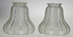 Victorian Style Frosted to Clear Striped Glass Shades - A Pair