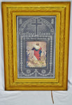 Rare Antique Religious Artwork Display Cabinet with Scrolling Mechanism