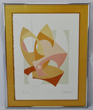 Mid Century Framed Thomas Barrett Abstract Serigraph Titled "Cutout" - Signed