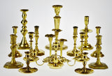 Vintage Brass Candlesticks, Virginia Metalcrafters, Baldwin, Seiden - Group of 15