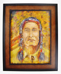 Oil on Canvas Panel Signed Painting Portrait of Native American