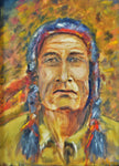 Oil on Canvas Panel Signed Painting Portrait of Native American