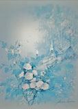 Vintage Framed Andres Orpinas Blue Monochromatic Landscape Print