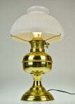 Vintage Electric Table Lamp B & P Oil Lamp Style with White Shade