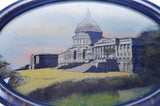 Antique Framed Convex Reverse Painted Glass Art - Capitol Washington