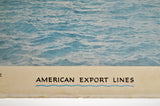 Vintage American Export Lines SS Constitution Nautical Poster on Board