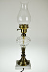 Vintage Electrified Whale Oil Lamp Style w/ Glass Font & Marble Base