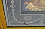 Rare Antique Religious Artwork Display Cabinet with Scrolling Mechanism