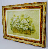 Vintage Framed Giclee on Textured Board White Floral Bouquet by Blum
