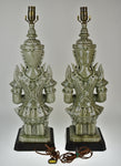 Vintage Thai Celadon Table Lamps - A Pair
