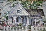 Vintage Framed Joy Evans Gingerbread Cottage Lithograph - Artist Signed