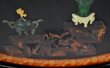 Vintage Asian Carved Jade Wall Art - A Pair
