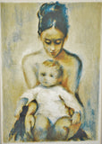 Vintage Framed Lithograph of Mother and Child with COA - Artist Signed