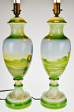 Antique Artist Signed Ceramic Gainsborough Lawrence Mulder & Loon Table Lamps