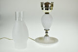 Vintage Hobnail Milk Glass Table Lamp w/ Frosted Chimney