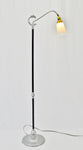 Vintage Black and Silver Painted Floor Lamp with Frosted Fluted Glass Shade