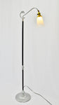 Vintage Black and Silver Painted Floor Lamp with Frosted Fluted Glass Shade