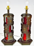 Mid Century Nova of California Reticulated Wood Table Lamps - A Pair