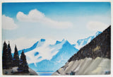 Vintage Rustic Framed Mountain Landscape Pastel Drawing - Artist Signed