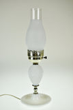 Vintage Hobnail Milk Glass Table Lamp w/ Frosted Chimney