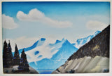 Vintage Rustic Framed Mountain Landscape Pastel Drawing - Artist Signed