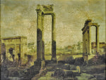 Vintage Framed Gilt Embellished Giclee on Canvas of Ancient Ruins