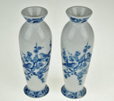 Vintage Andrea By Sadek Blue & White Bud Vases - A Pair