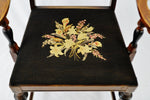 Antique Burl Wood Armchair with Needlepoint Upholstered Seat