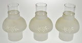 Vintage Frosted to Clear Glass Grape Design Oil Lamp Chimneys - Set of 3