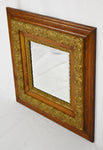 Antique Oak Framed Beveled Mirror