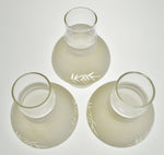 Vintage Frosted to Clear Glass Grape Design Oil Lamp Chimneys - Set of 3