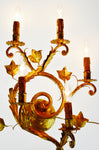 Vintage Large 5 Arm Spanish Rococo Style Gilt Tole Candelabra Wall Sconce