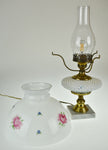 Vintage Hobnail Milk Glass Table Lamp w/ Glass Shade & Chimney