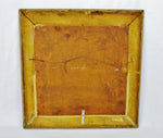 Antique Framed Carved Wood Gold Painted Square Mirror