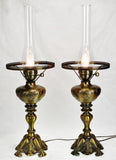 Vintage Victorian Style Metal Table Lamps - A Pair