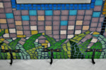 Vintage Mosaic Tile Dragonfly Wall Mirror Coat Rack Hat Rack
