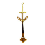 Hollywood Regency Black Glass and Cast Brass Claw Foot Candelabra Table Lamp