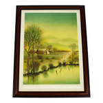 Vintage Framed Limited Edition Lithograph Landscape By Artist Pires - Signed